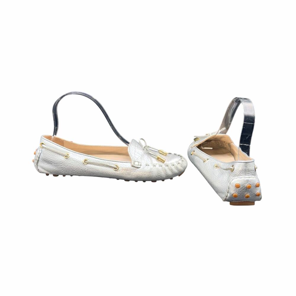 Cole Haan Silver Leather Driving Loafers 7.5B Grand.OS Flats
